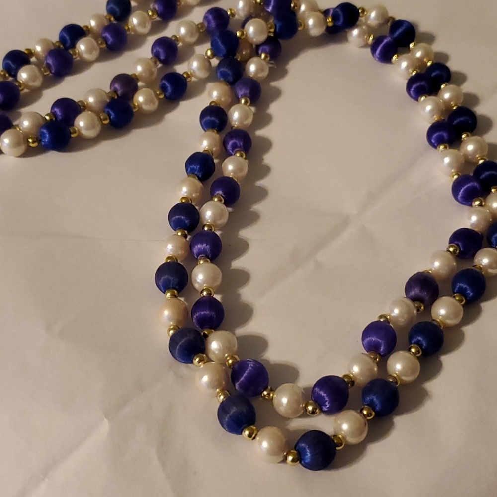 Silk Wrapped Beaded Necklaces (2)
